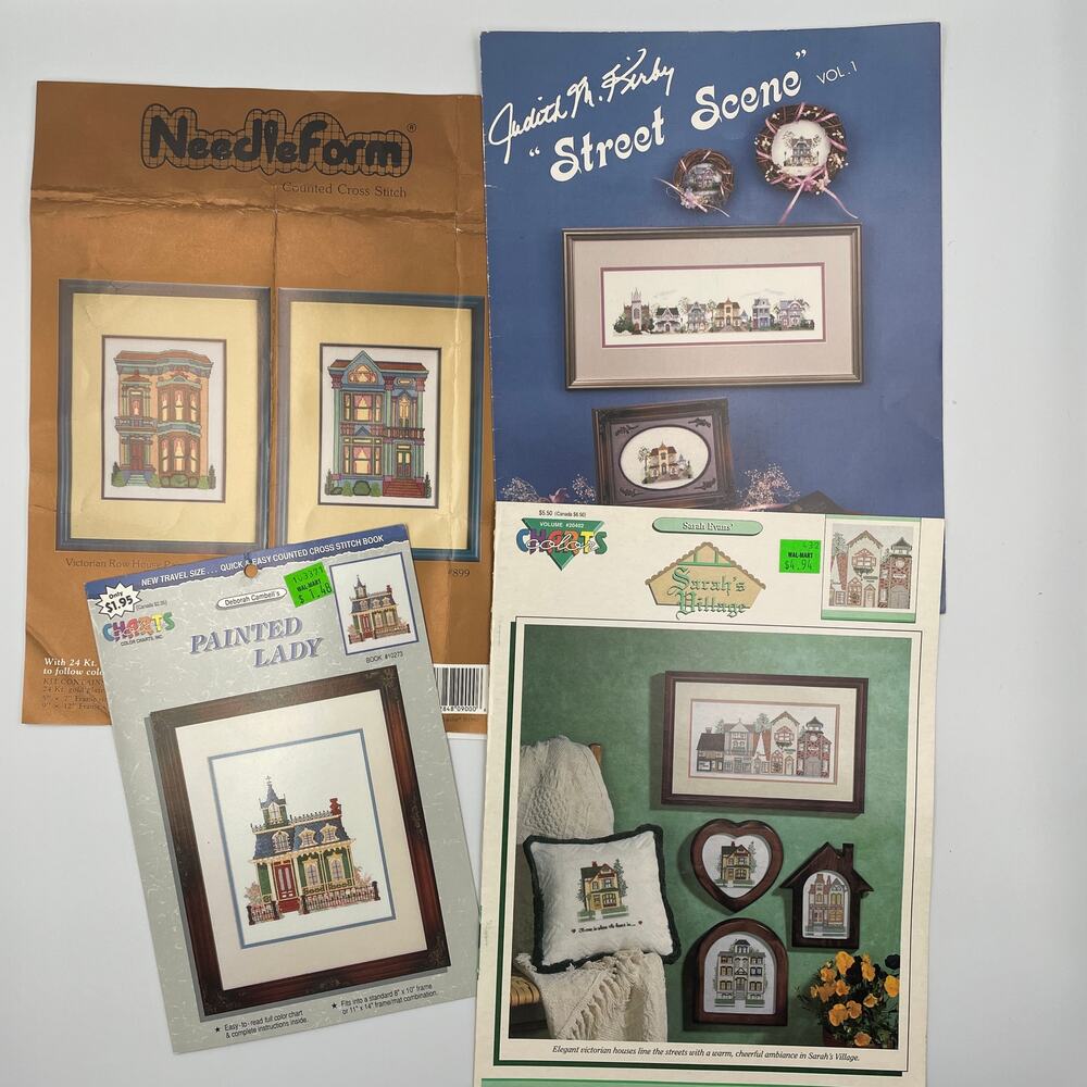 Cross Stitch Patterns Lot of Victorian Houses Homes 80's GrandmaCore CottageCore